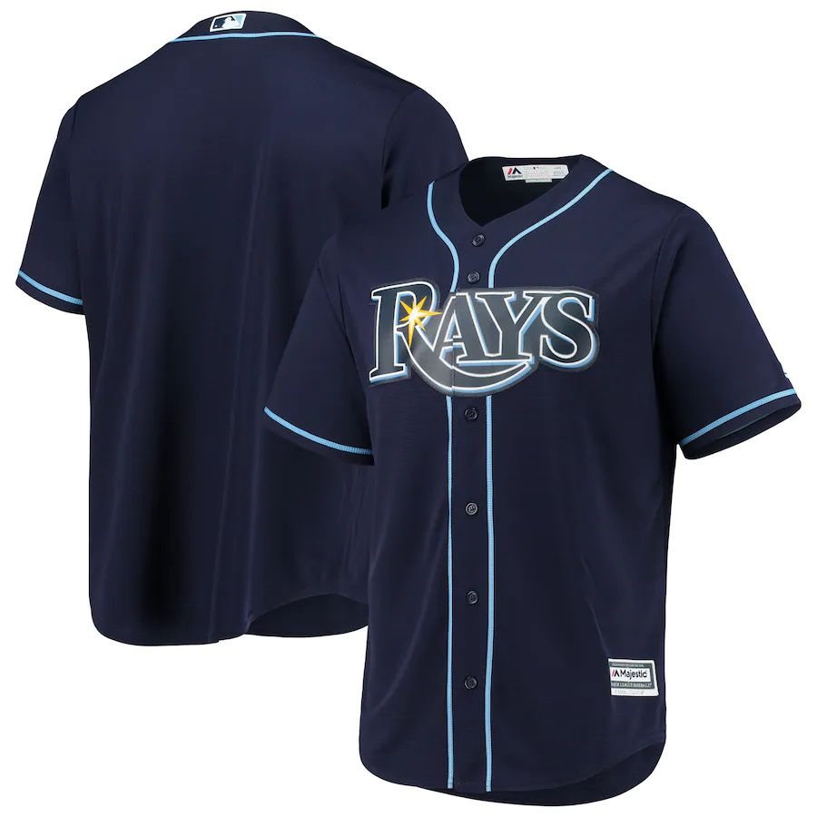 Customized Mens Tampa Bay Rays Majestic Navy Alternate Official Cool Base MLB Jerseys->->Custom Jersey